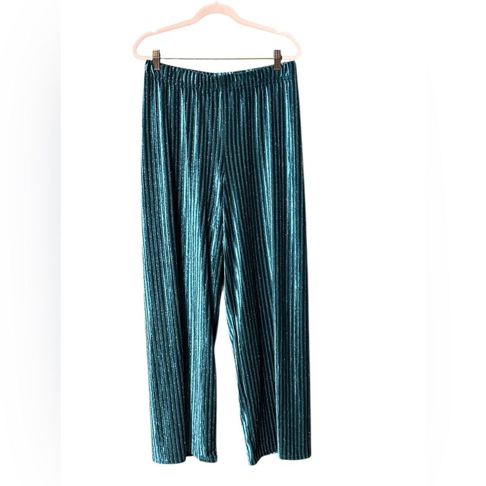 House Of Harlow Pants Metallic Shimmer Dark Ocean Teal Size Small Lined